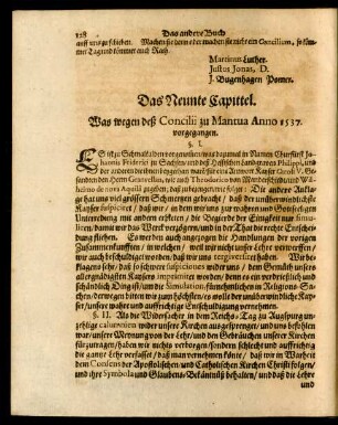 Das Neunte Capittel. Was wegen deß Concilii zu Mantua Anno 1537. vorgegangen.