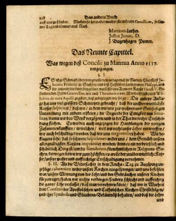 Das Neunte Capittel. Was wegen deß Concilii zu Mantua Anno 1537. vorgegangen.