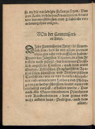 Von der Commissarien Ampt.