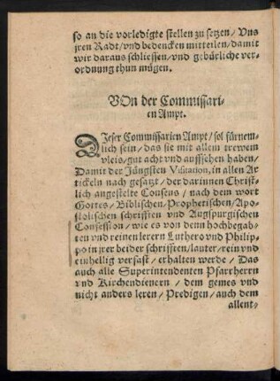 Von der Commissarien Ampt.