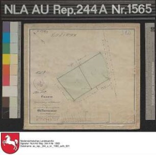 Plan vom fiskalischen Grundstück Ostermoor in der Nähe von WITTMUND Kolorierte Zeichnung von F. W. Sprengell Papier auf Leinen Format 24,3x22,2 M 1:2.000