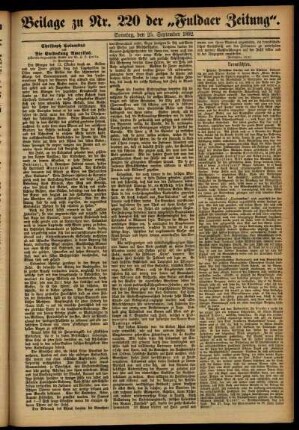 Zweite Ausgabe vom Sonntag, den 25. September 1892.