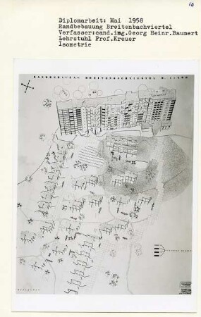 Randbebauung Breitenbachviertel, Berlin-Dahlem (Diplomarbeit bei Willy Kreuer): Isometrie 1:200