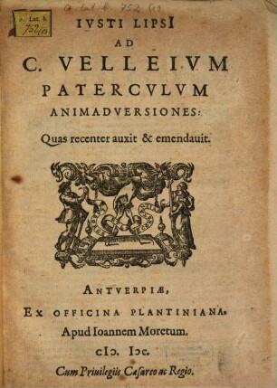 Ad C. Velleium Paterculum animadversiones quas recenter auxit et emendavit