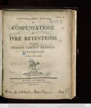 Principia Ivris Romani De Compensatione Et Ivre Retentionis