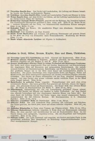 Arbeiten in Gold, Silber, Bronze, Kupfer, Zinn und Eisen, Uhrkloben (Nr. 146-250)