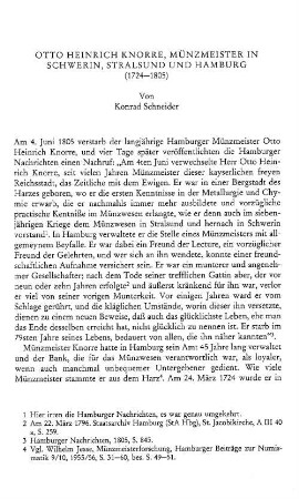 Otto Heinrich Knorre, Münzmeister in Schwerin, Stralsund und Hamburg (1724 - 1805)