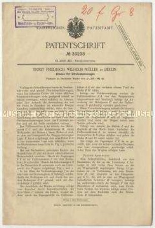 Patentschrift einer Bremse für Straßenbahnwagen, Patent-Nr. 30238