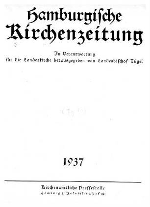 13.1937: Hamburgische Kirchenzeitung