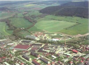 Altenburger Land? Blick über eine Fabrikanlage. Luftbild-Schrägaufnahme