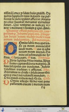 Officium passionis christi compositum per Johannem papam xxij