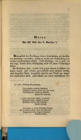 Horaz, 2. Ist die 20. Ode des I. Buches ächt ?