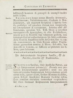 De Interpretandis Scripturis Sanctis, & de Patribus, Conciliis & Traditionibus. II.