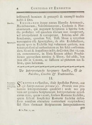 De Interpretandis Scripturis Sanctis, & de Patribus, Conciliis & Traditionibus. II.