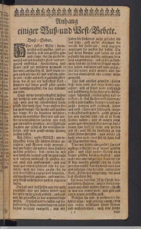Anhang einiger Buß- und Pest-Gebete