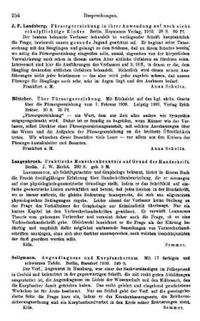 254, Böttcher. Über Fürsorgeerziehung. Mit Rücksicht auf das kgl. sächs. Gesetz über die Fürsorgeerziehung vom 1. Februar 1909. 1910