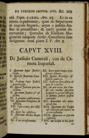Caput XVIII. De Judicio Camerali, ceu de Camera Imperiali.