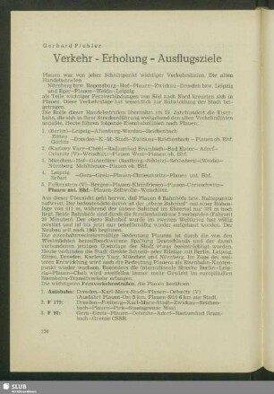 Verkehr - Erholung - Ausflugsziele