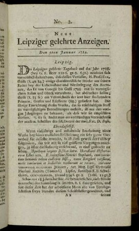 No. 2. Den 5ten Januar 1789.