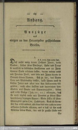 Anhang. Auszüge aus einigen an den Herausgeber geschriebenen Briefen