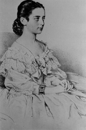 Lithographie der österreichischen Opernsängerin Pauline Lucca : Porträt von Pauline Lucca