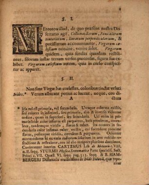 De virgis coelestibus, ad quarum conspectum sol aquam attrahere fertur