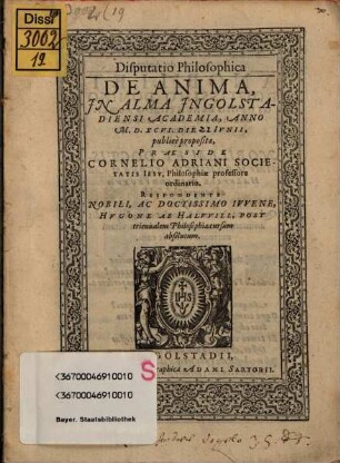 Disp. philos. de anima