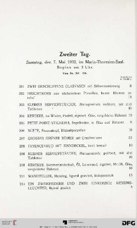 Zweiter Tag. Samstag, den 7. Mai 1932 (Nr. 201-420)