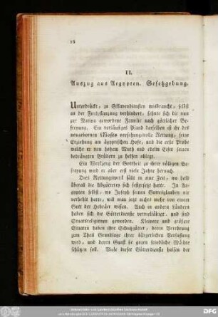 II. Auszug aus Aegypten. Gestzgebung.
