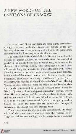 A Few Words on the Environs of Cracow