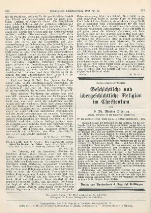 335-336 [Rezension] Niebergall, Friedrich, Der evangelische Gottesdienst im Wandel der Zeiten