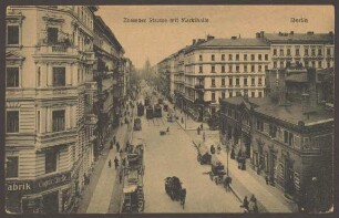 Ansichtskarte „Zossener Straße mit Markthalle“
