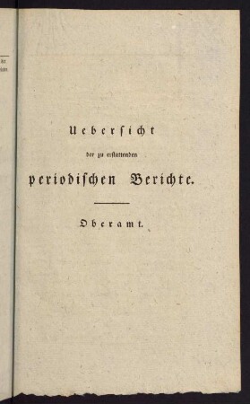 85-92, Uebersicht der zu erstattenden periodischen Berichte.