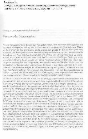 Aspekte der Verbalgrammatik - Vorwort
