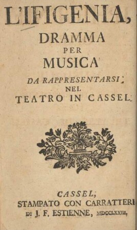 Iphigenie : opera en musique pour être representé sur le Théatre de Cassel