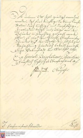 Verordnung: Am 2. September 1790 wurde bereits verordnet, dass künftig kleine Dienststellen mit tüchtigen und dienstfähigen Invaliden besetzt werden sollen. Dies wird dem Forstmeister Schneider auf dem Woogsdamm zur Kenntnis gegeben