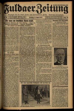 Erste Ausgabe vom Freitag, den 17. April 1931.