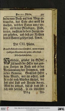 Der CXI. Psalm - Der CXX. Psalm