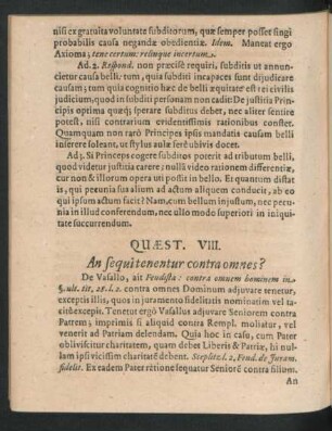 Quaest. VIII. An sequitenentur contra omnes?