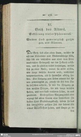 XI. Geitz des Alters
