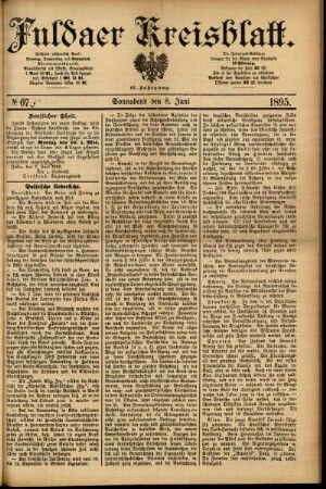 Erste Ausgabe vom Samstag, den 08. Juni 1895.