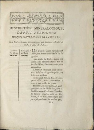 Description Minéralogique Depuis Perpignan Jusqu'a Notre-Dame Des Abeilles, ...