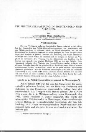 Die Militärverwaltung in Montenegro und Albanien.