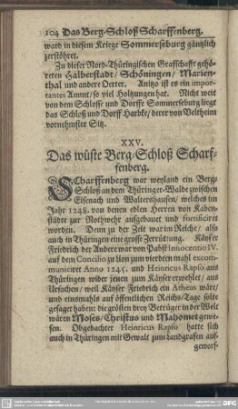 XXV. Das wüste Berg-Schloß Scharffenberg