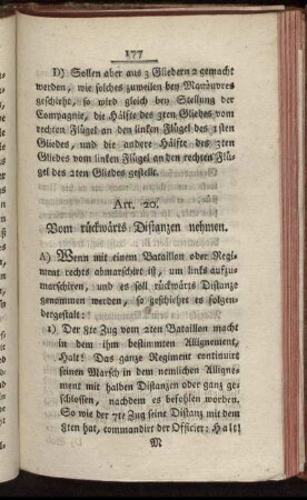 Art. 20. Vom rückwärts Distanzen nehmen.