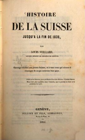 Histoire de la Suisse jusqu'à la fin de 1838