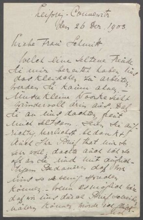 Brief von Benjamine Kolbe an Charlotte Schmitt