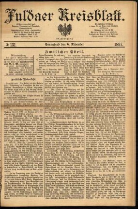 Erste Ausgabe vom Samstag, den 06. November 1897.