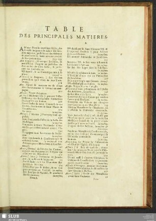 Table Des Principales Matieres