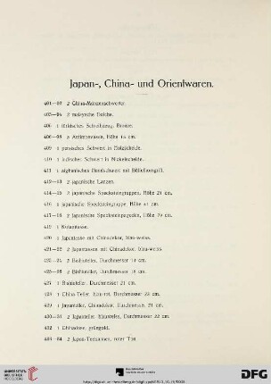 Japan-, China- und Orientwaren (Nr. 401-580)